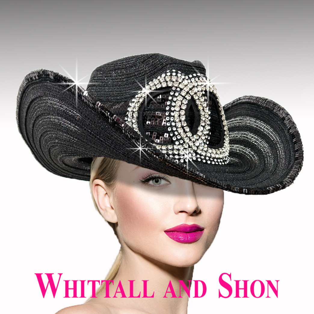 Whittall and Shon Elegant Black Women\'s Hat with Rhinestone Detailing Whittall & Shon Vintage Wide Brim Derby / Church Hat - Etsy  main image 4